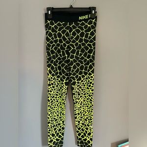 Nike Neon Yellow Checkered Ombré Leggings.